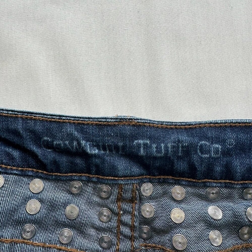 Cowgirl Tuff Jeans Women W32 L35 Studded Camo Bootcut MidRise Stretch Denim Blue - Picture 10 of 11